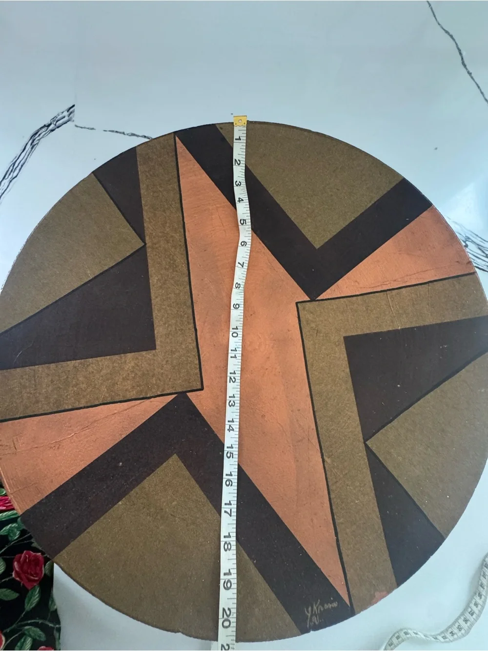 Modern Geometric Star Wall Tapestry in Copper and Olive